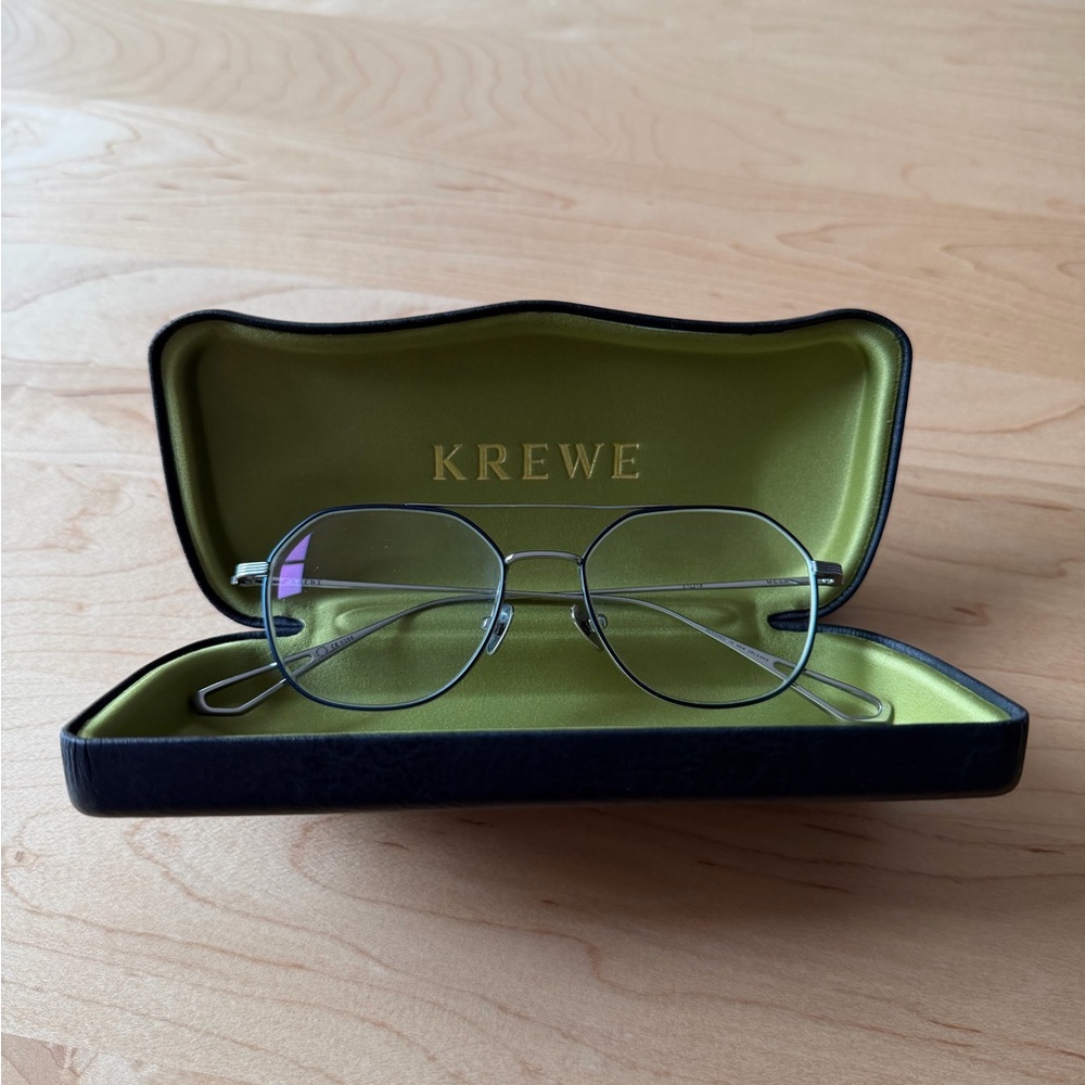 KREWE Silver Frame Glasses with Case